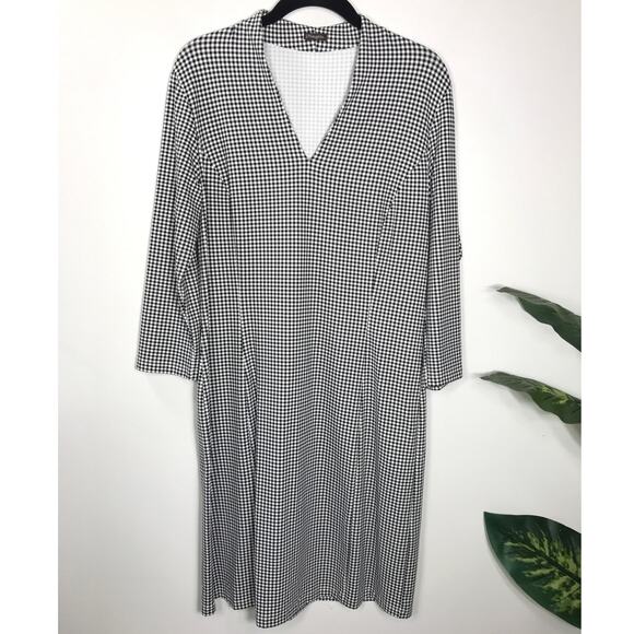 J. McLaughlin Women's V Neck Ivana Checkered Black White Cabana Gingham Dress - Picture 1 of 10